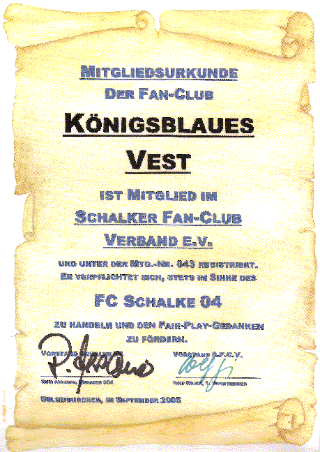 SFCV-Urkunde